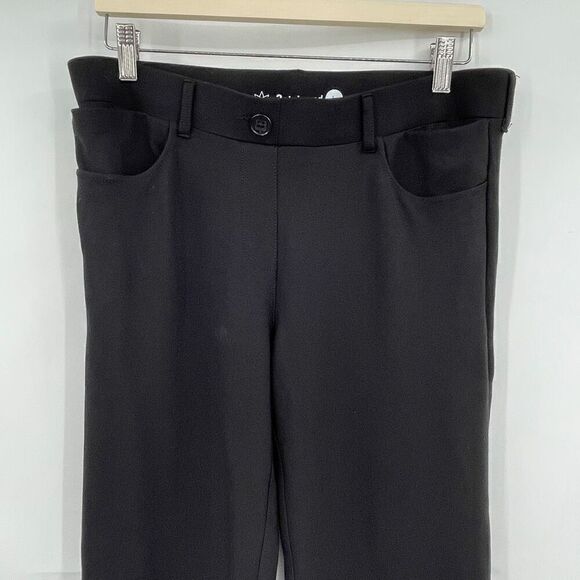 Betabrand Black Straight Leg Pull On Yoga Stretch Classic Dress Pants Large - Picture 2 of 6
